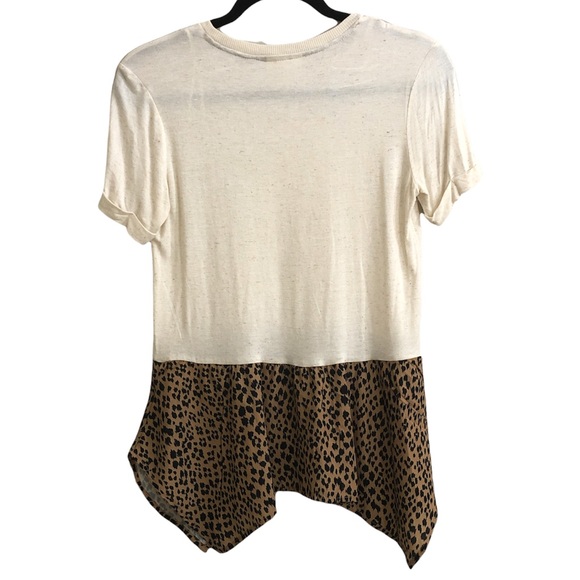 Belle Du Jour Oatmeal Leopard Peplum Top - Picture 2 of 6